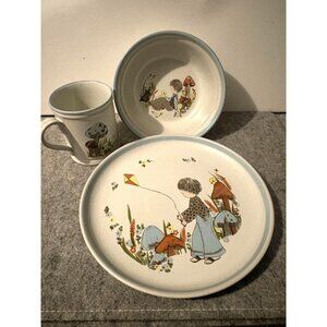 Vintage Denby Dream Weavers 3pc. Childs Dinnerware Set # 3215